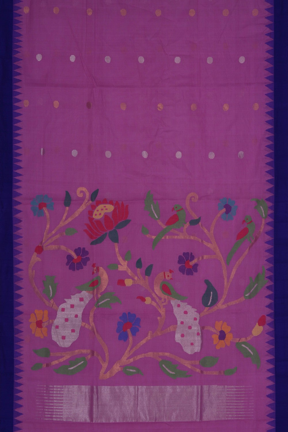Image of Uppada Cotton Lavender Pink Saree